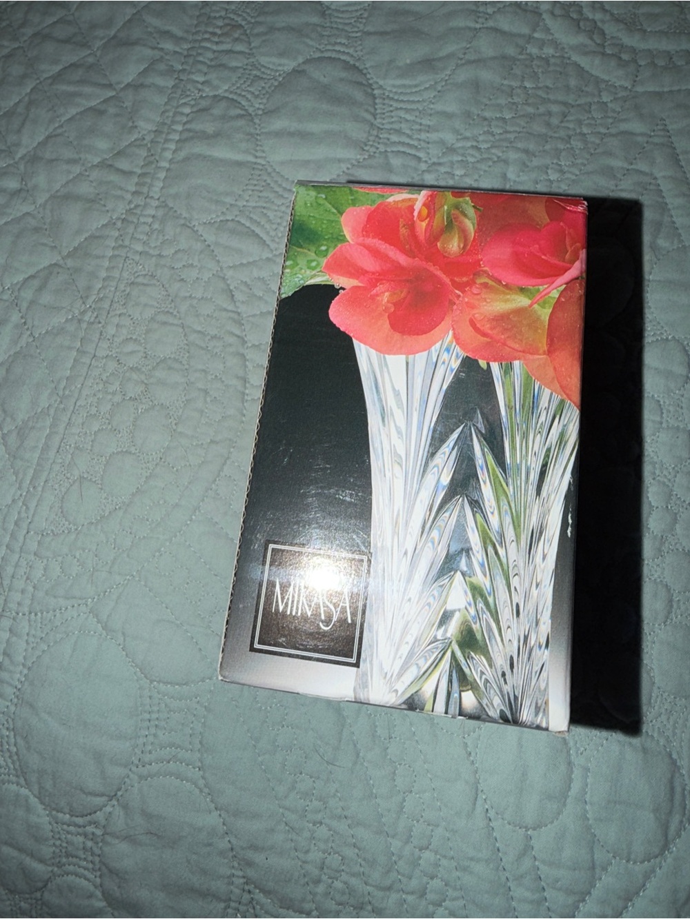 Mikasa Clear Crystal Vase with Coral Floral Accent